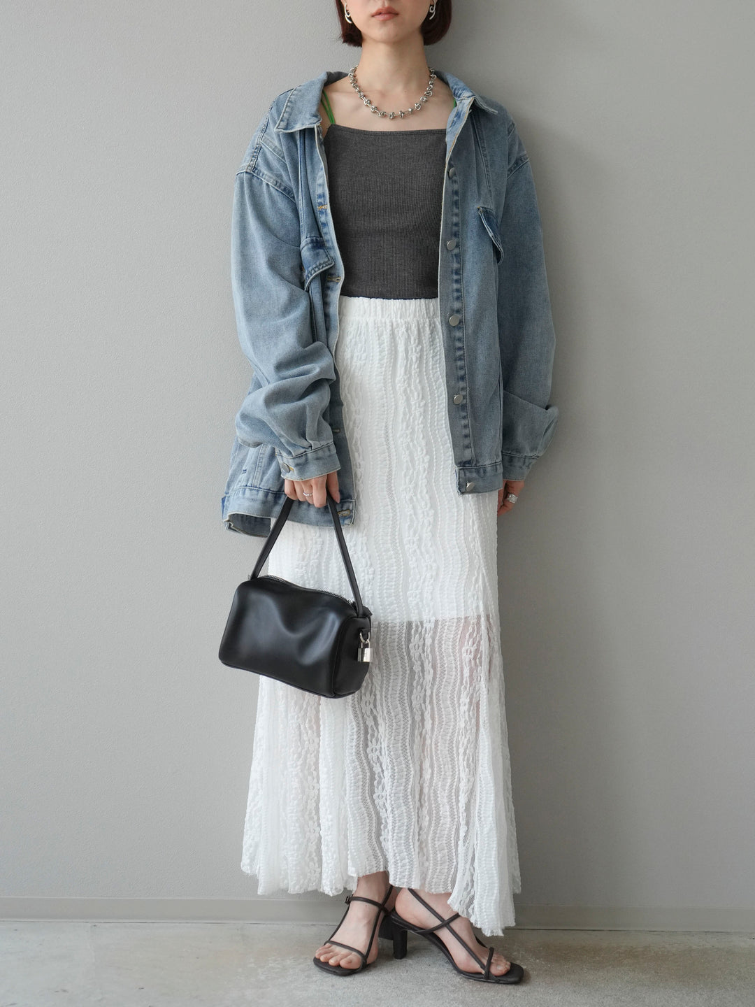 [予約]レースナロースカート/ホワイト