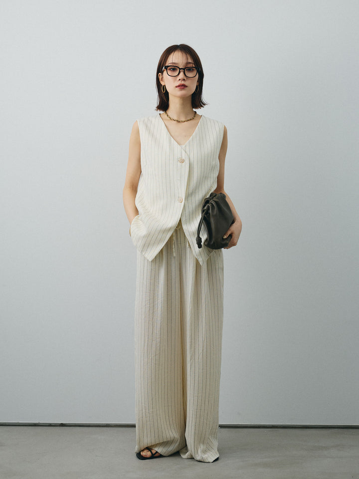 [SET] 條紋背心＆寬褲SET UP（2件套）