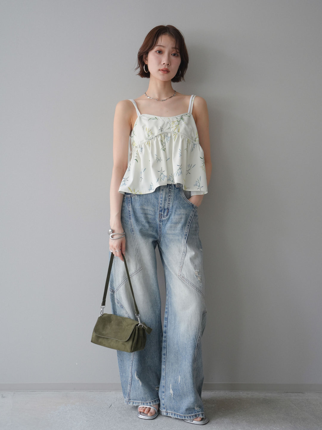 [SET]フラワープリントキャミソール+フラワープリントキャミソール(2set)