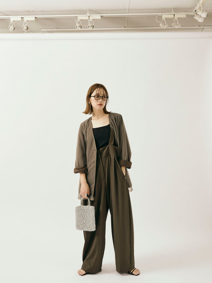 [予約]チュールレイヤードVジャケット/ブラウン