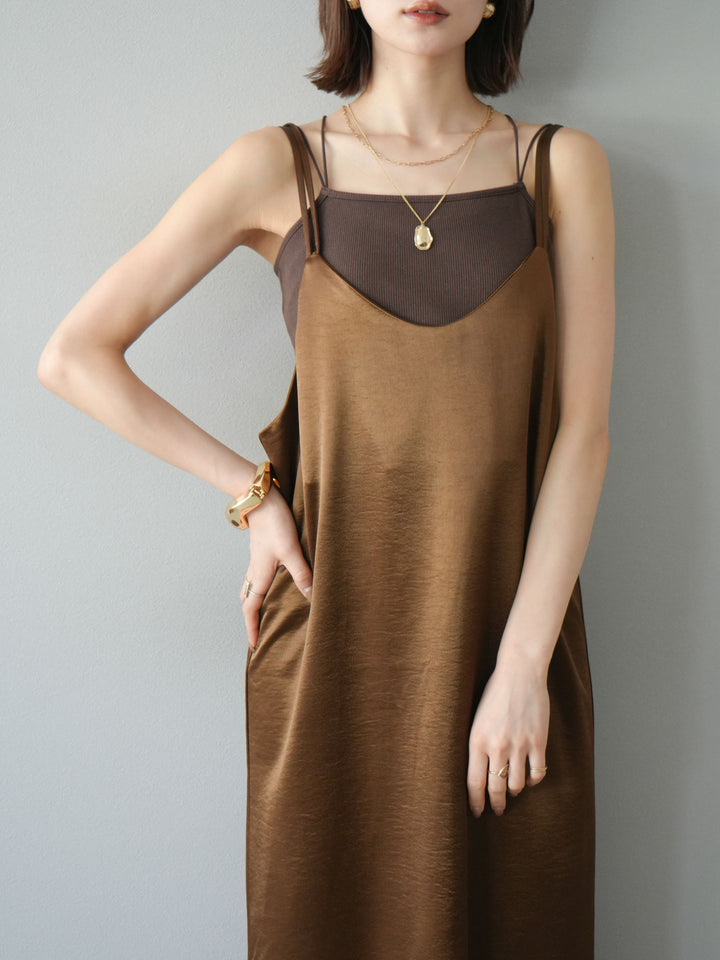 [予約]サテンキャミワンピース/ブラウン