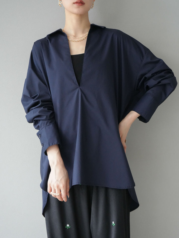 [予約]ブロードディープスキッパーブラウス/ネイビー