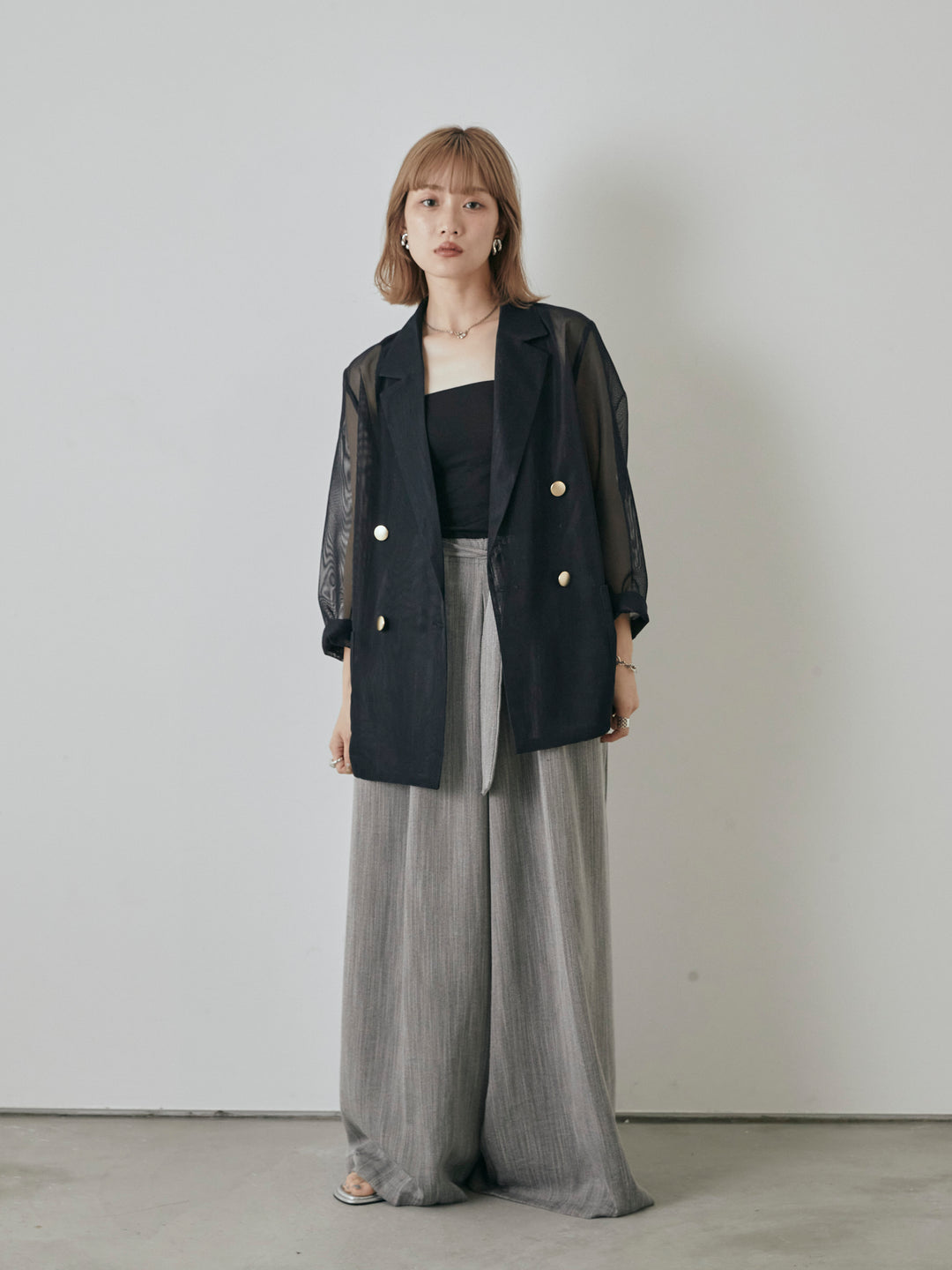 [予約]メッシュテーラードジャケット/ネイビー