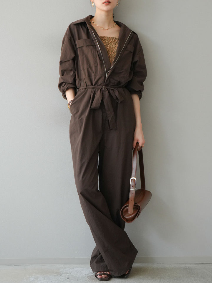 [予約]ナイロンジャンプスーツ/ブラウン