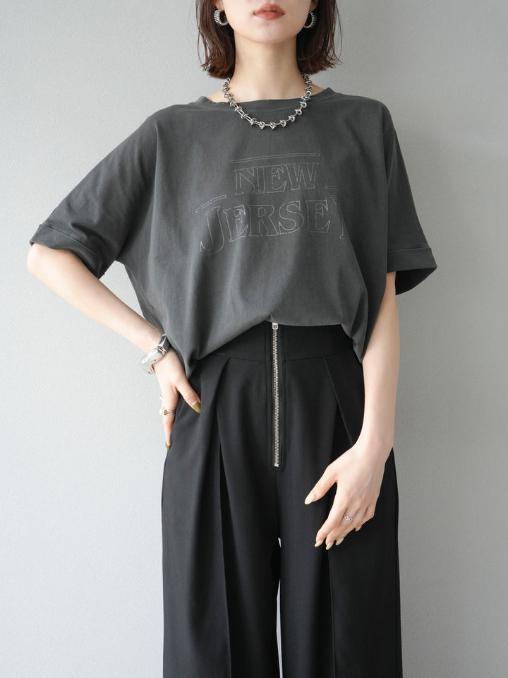 [予約]ビンテージロゴプリントTシャツ/チャコール