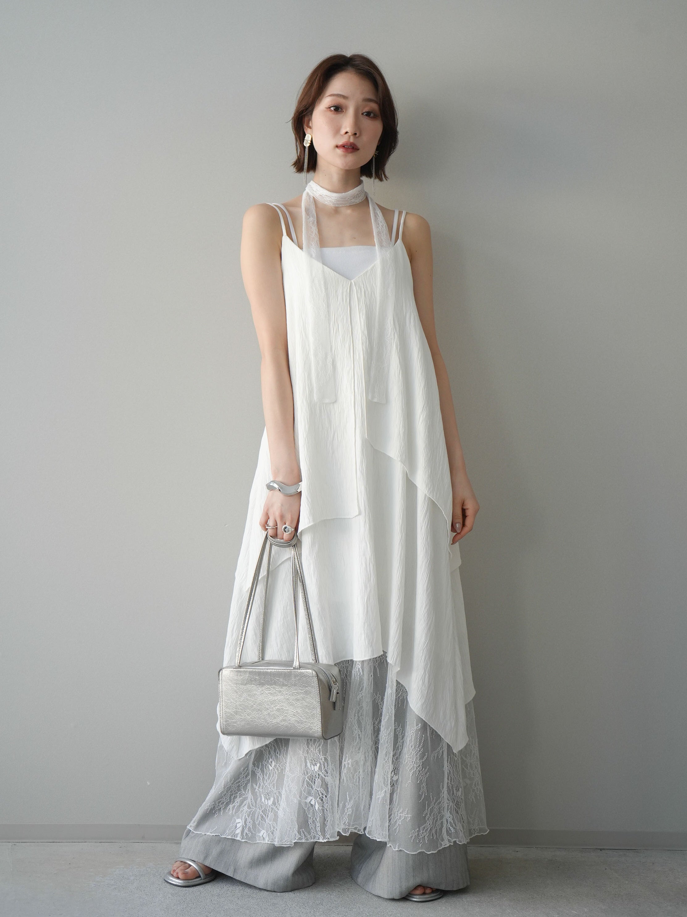予約]レース切替アシンメトリーワンピース/white – Lumier