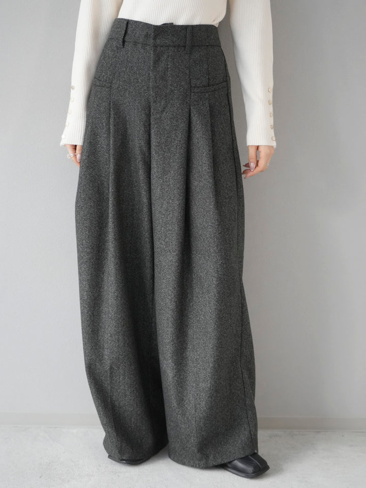 [Pre-order] Tweed double tuck wide pants/gray