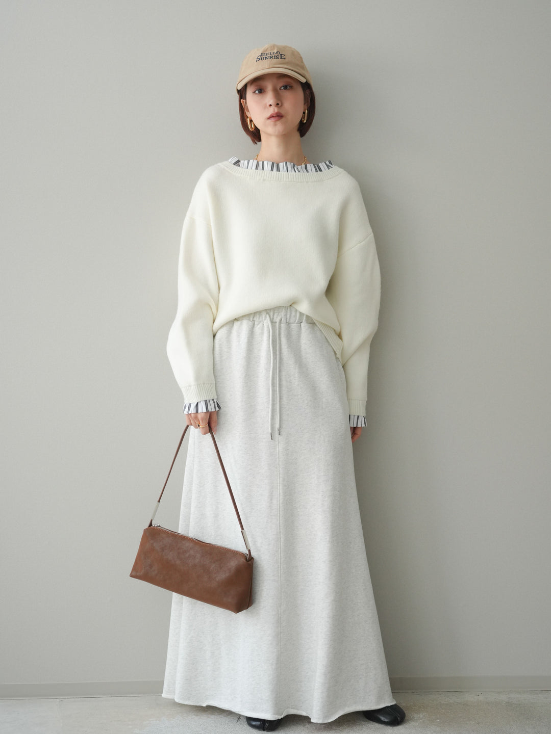 [予約]スウェットフレアロングスカート/oatmeal