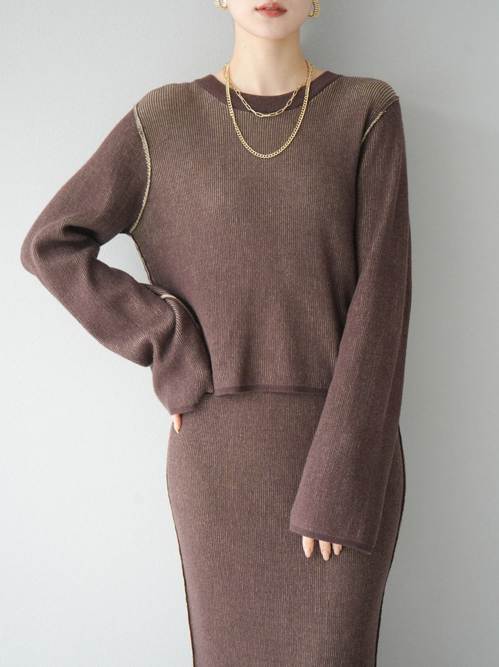 [套裝] 雙面配色羅紋針織套頭衫 + 可選飾品套裝（2 套）