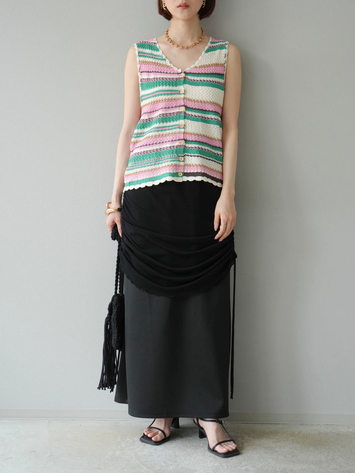 [予約]シアーレイヤードタイトスカート/ブラック