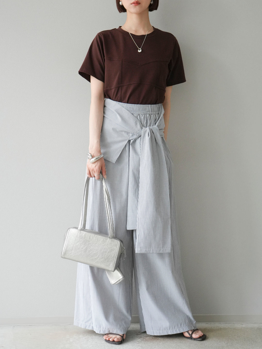 【預購】條紋休閒褲帶皮帶/黑條紋