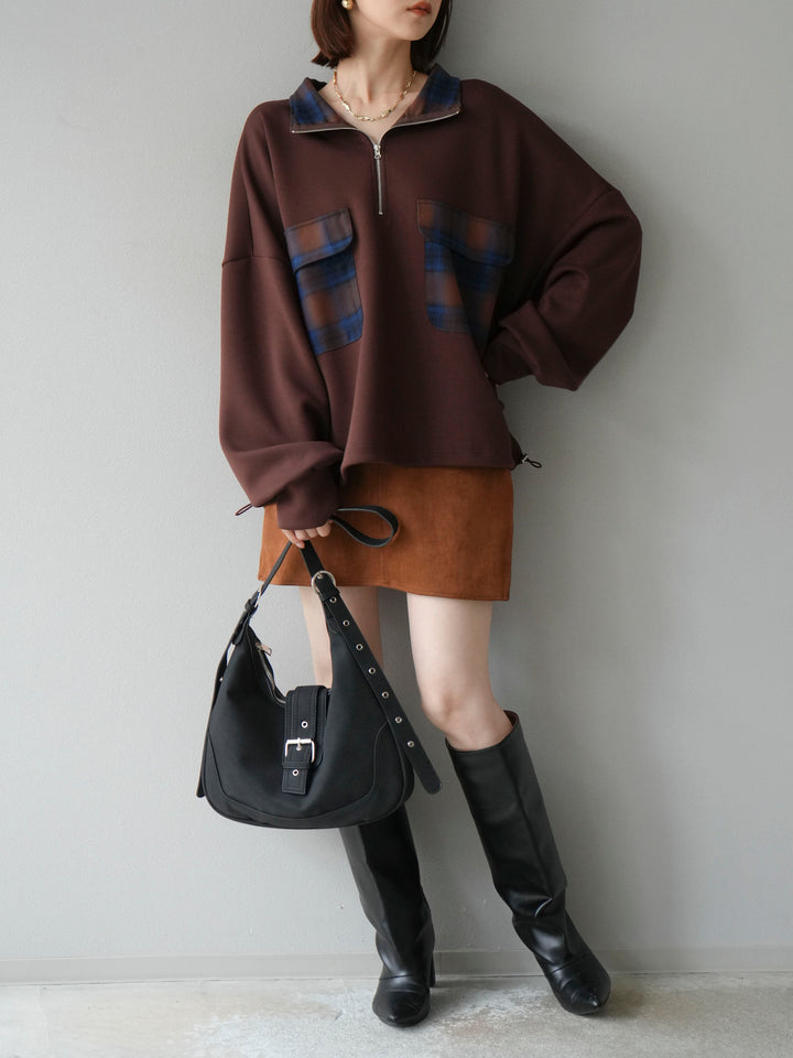 [予約]チェックポイントドロストポンチプルオーバー/ブラウン