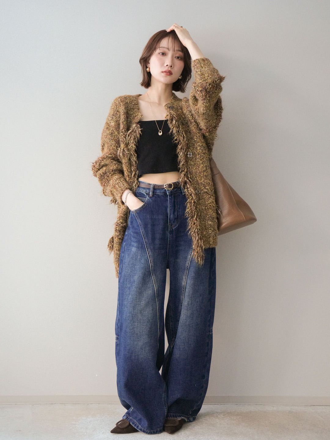 [予約]裏起毛加工デニムカーブパンツ/darkblue