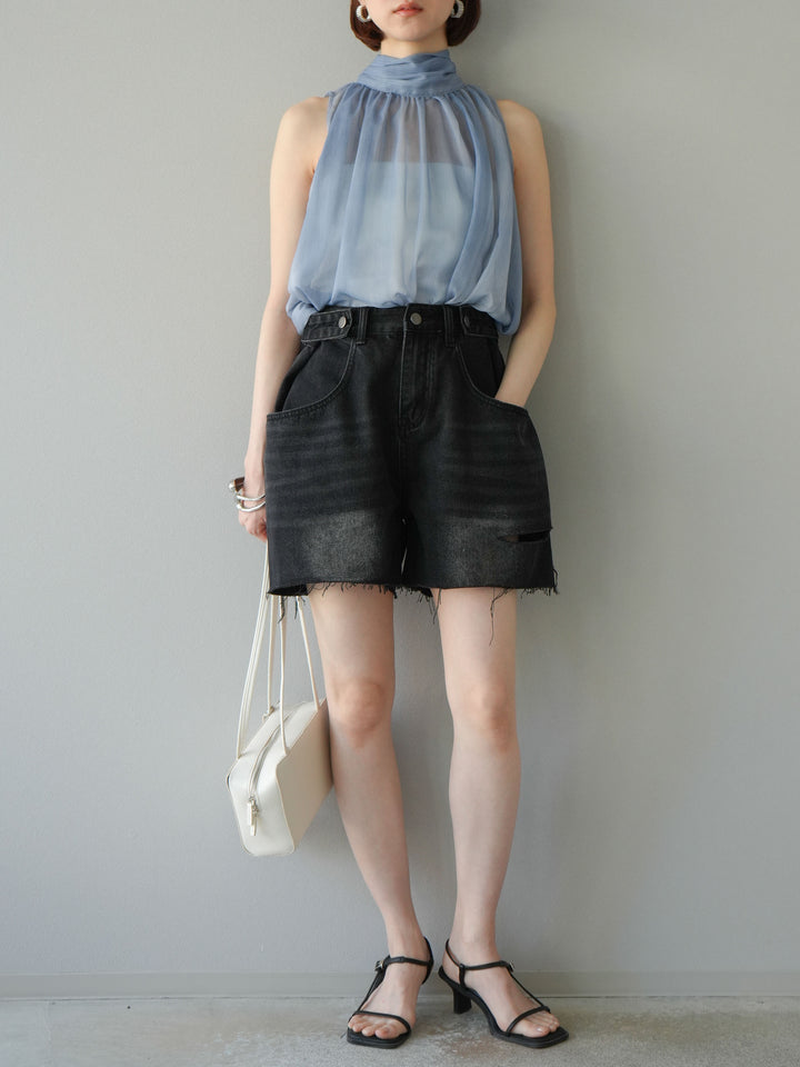 【預購】寬鬆半身牛仔褲/黑色