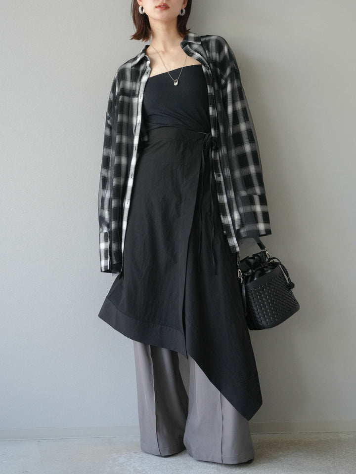 [予約]アシンメトリーレイヤードスカート/ブラック