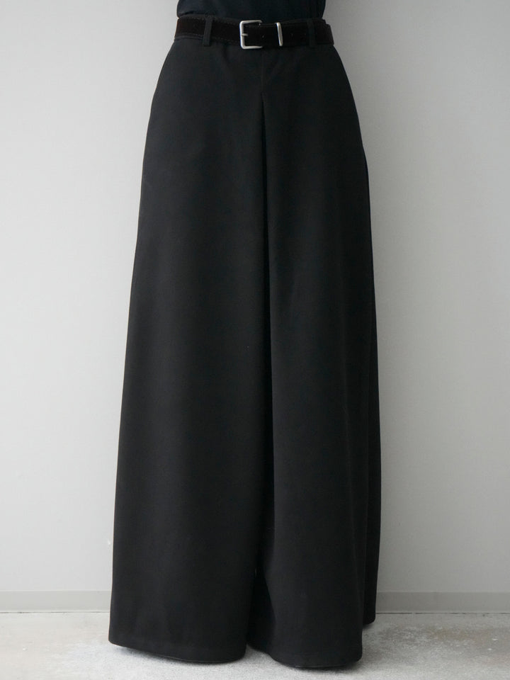 [予約]ベルト付きフロントタックワイドパンツ/black