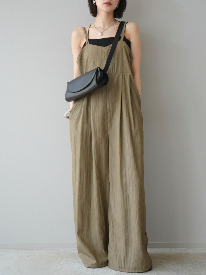 [予約]リネンライクビスチェデザインサロペット/グレージュ