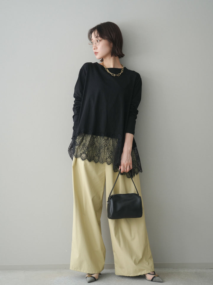[SET]裾レースロングスリーブTシャツ+選べるアクセセット(2set)