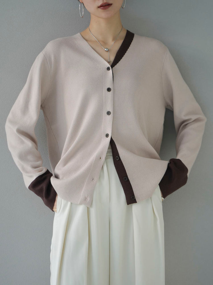 [Pre-order] Bicolor Asymmetrical Cardigan/Beige