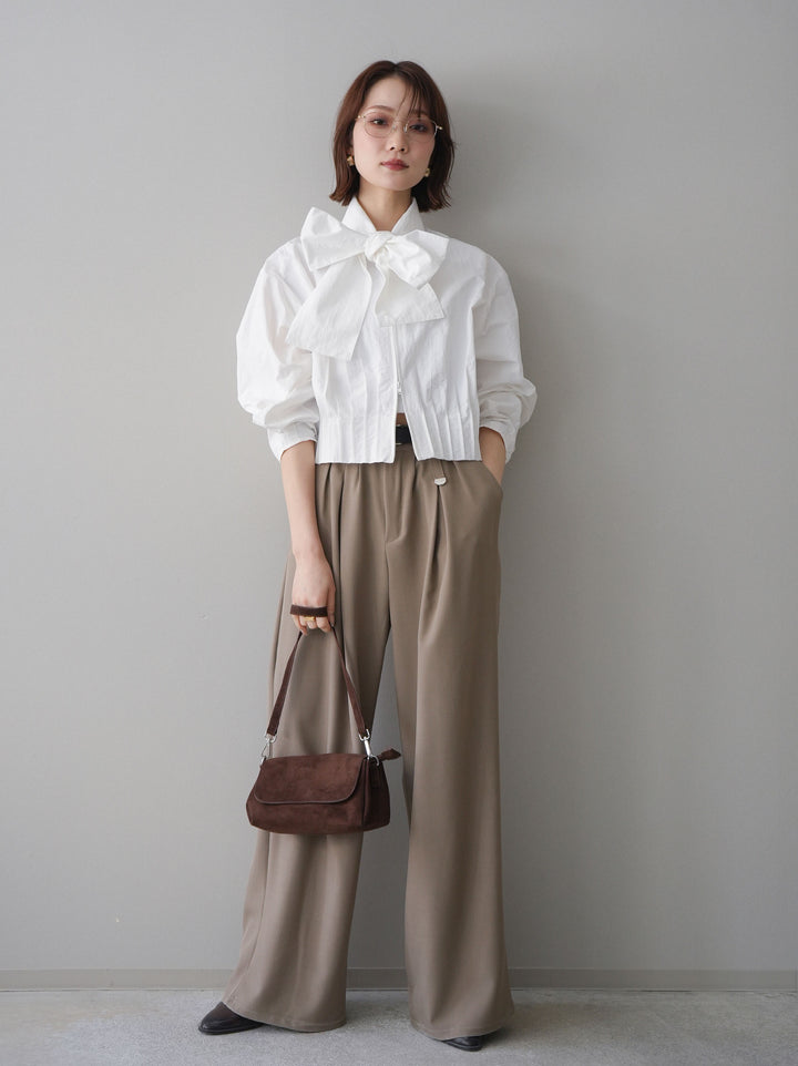 [SET]ボウタイ裾プリーツライトジャケット+ボウタイ裾プリーツライトジャケット(2set)