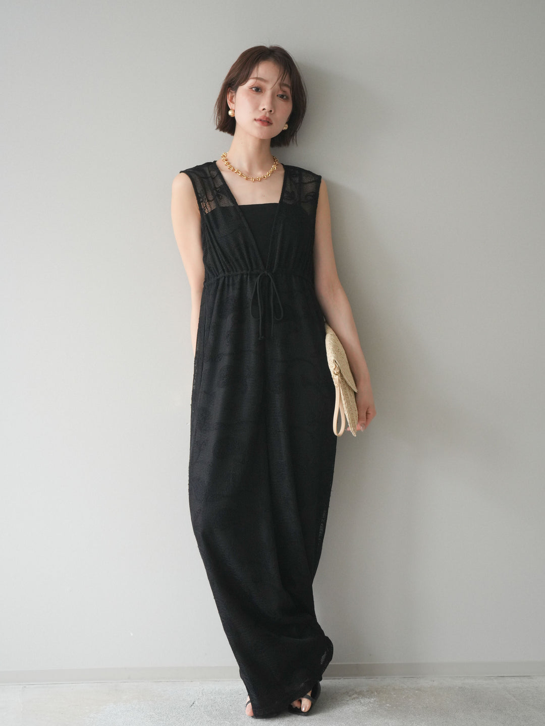 [SET]レース刺繍サロペット+選べるアクセセット(2set)