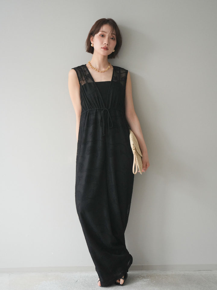 [SET]レース刺繍サロペット+選べるアクセセット(2set)