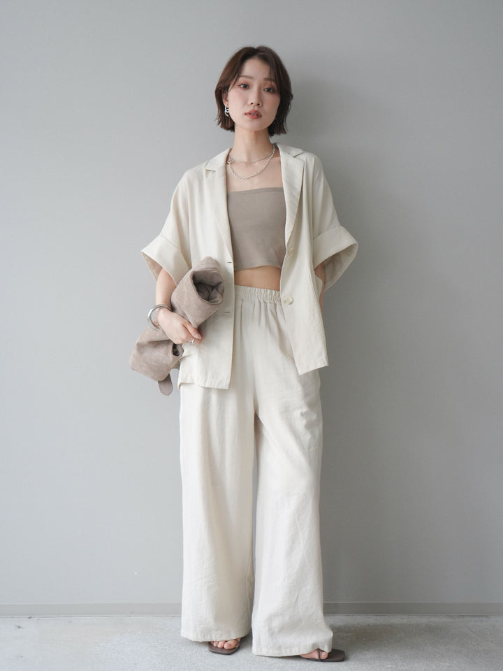 [SET]ハーフスリーブオーバージャケット+リラックスワイドパンツ(2set)