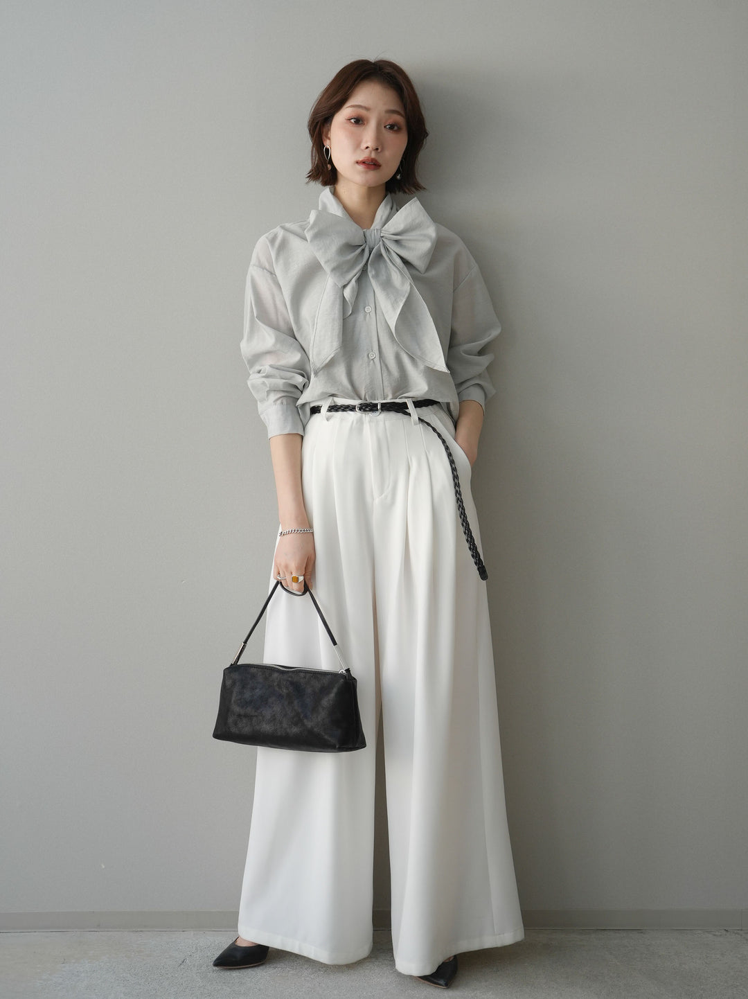 [SET]シアーボウタイブラウス+シアーボウタイブラウス(2set)