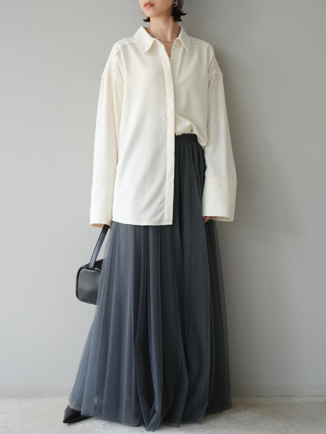[予約]チュールボリュームスカート/グレー