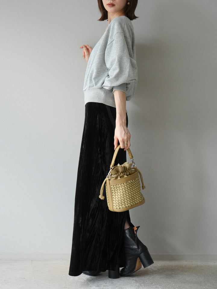 [予約]オフショルスウェットプルオーバー/杢グレー