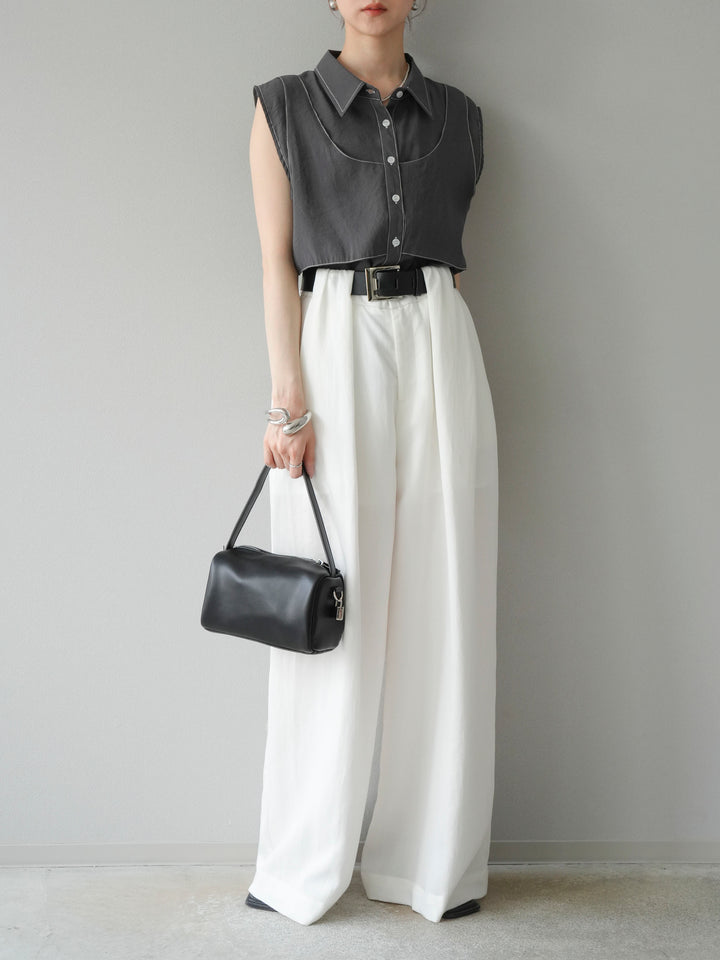 【預購】寬褲配大帶/象牙白