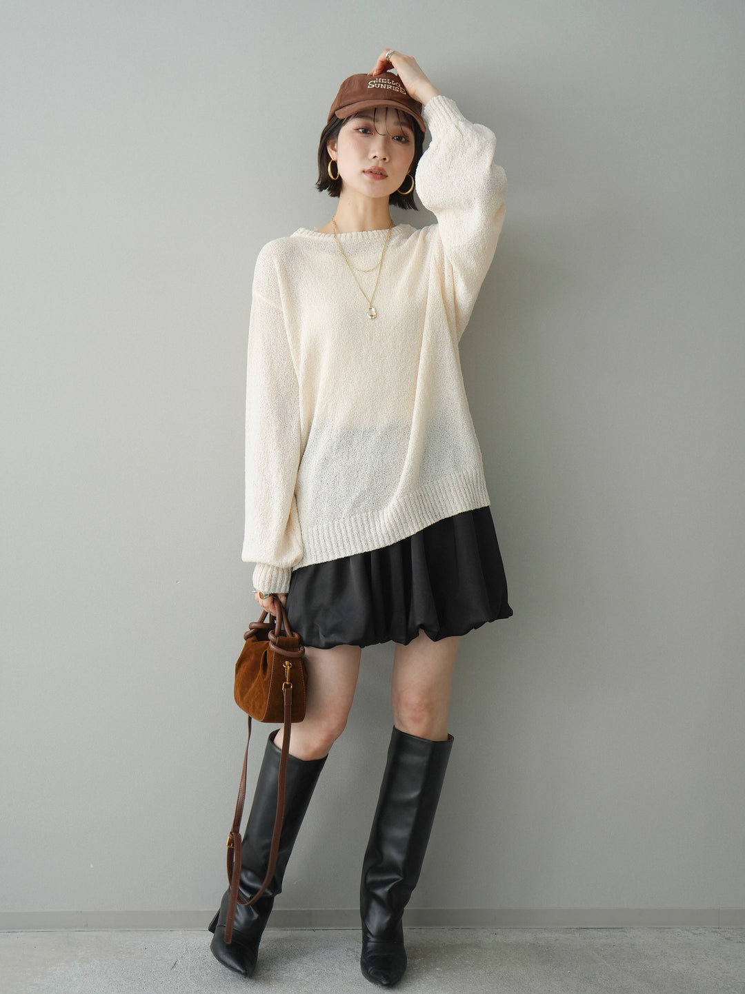 [予約]サテンバルーンミニスカート/black