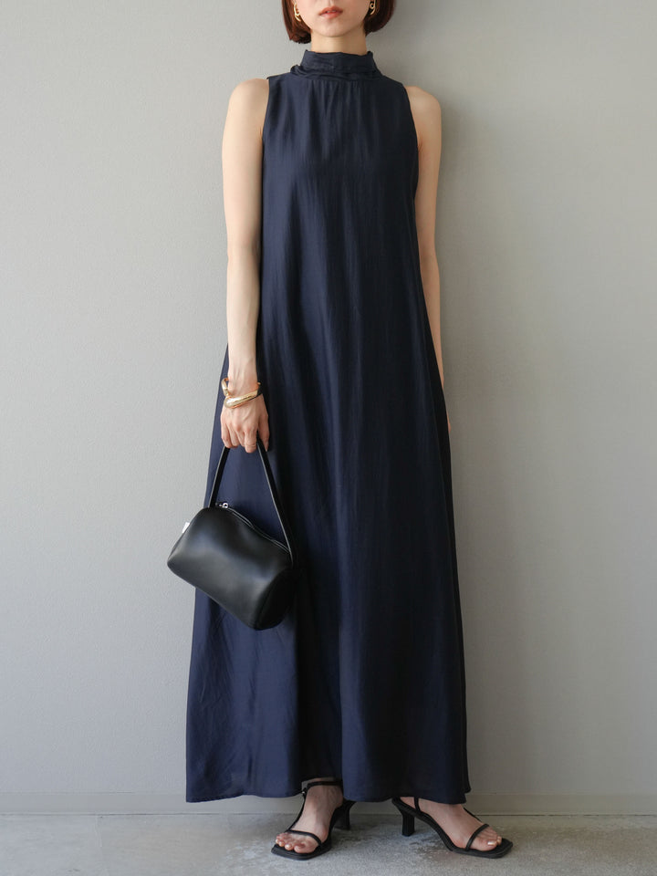 [予約]シアーホルターバックオープンワンピース/ネイビー