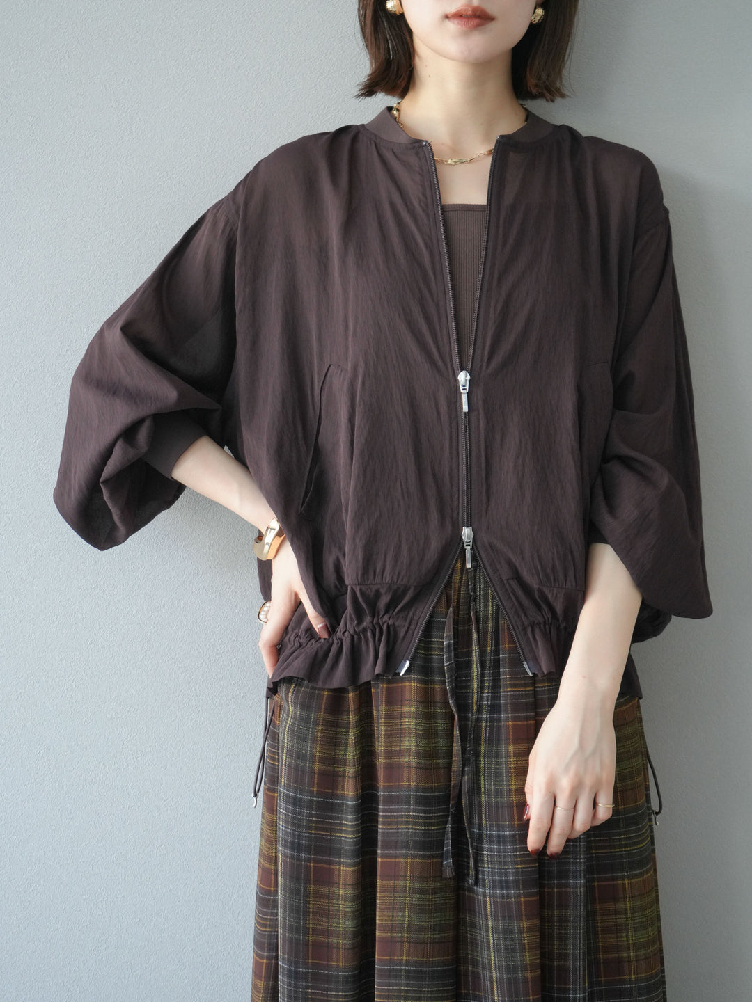 [預訂] Washer Sheer Blouson/棕色