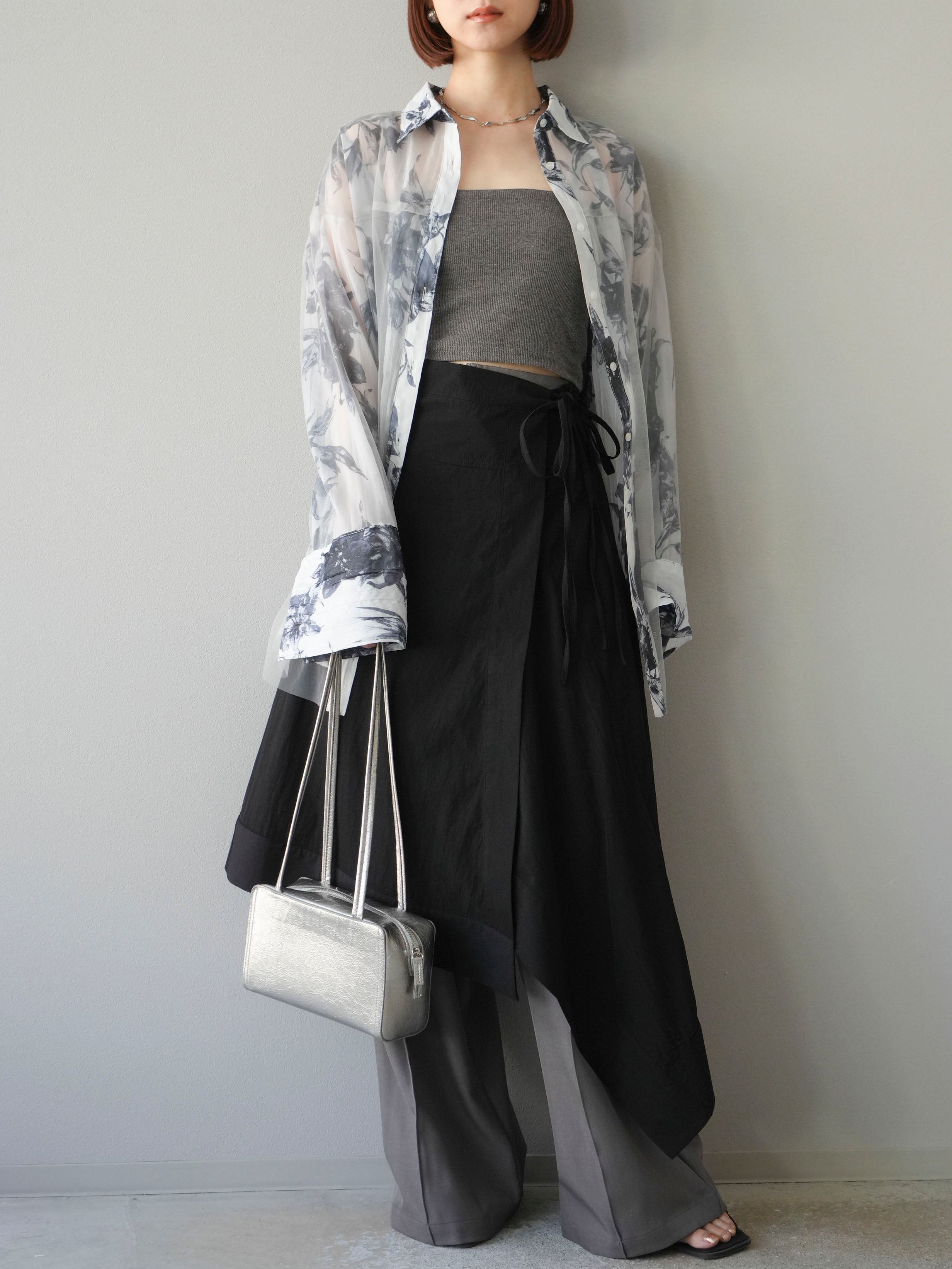 予約]アシンメトリーレイヤードスカート/ブラック – Lumier