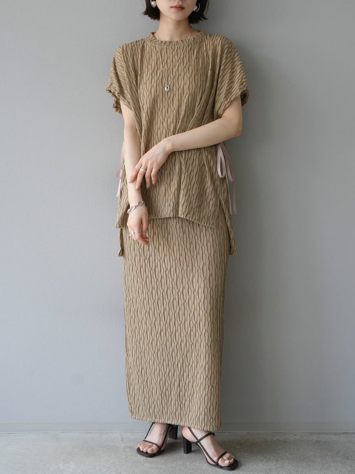 [Pre-order] Arm shirring sheer design mellow pullover/beige