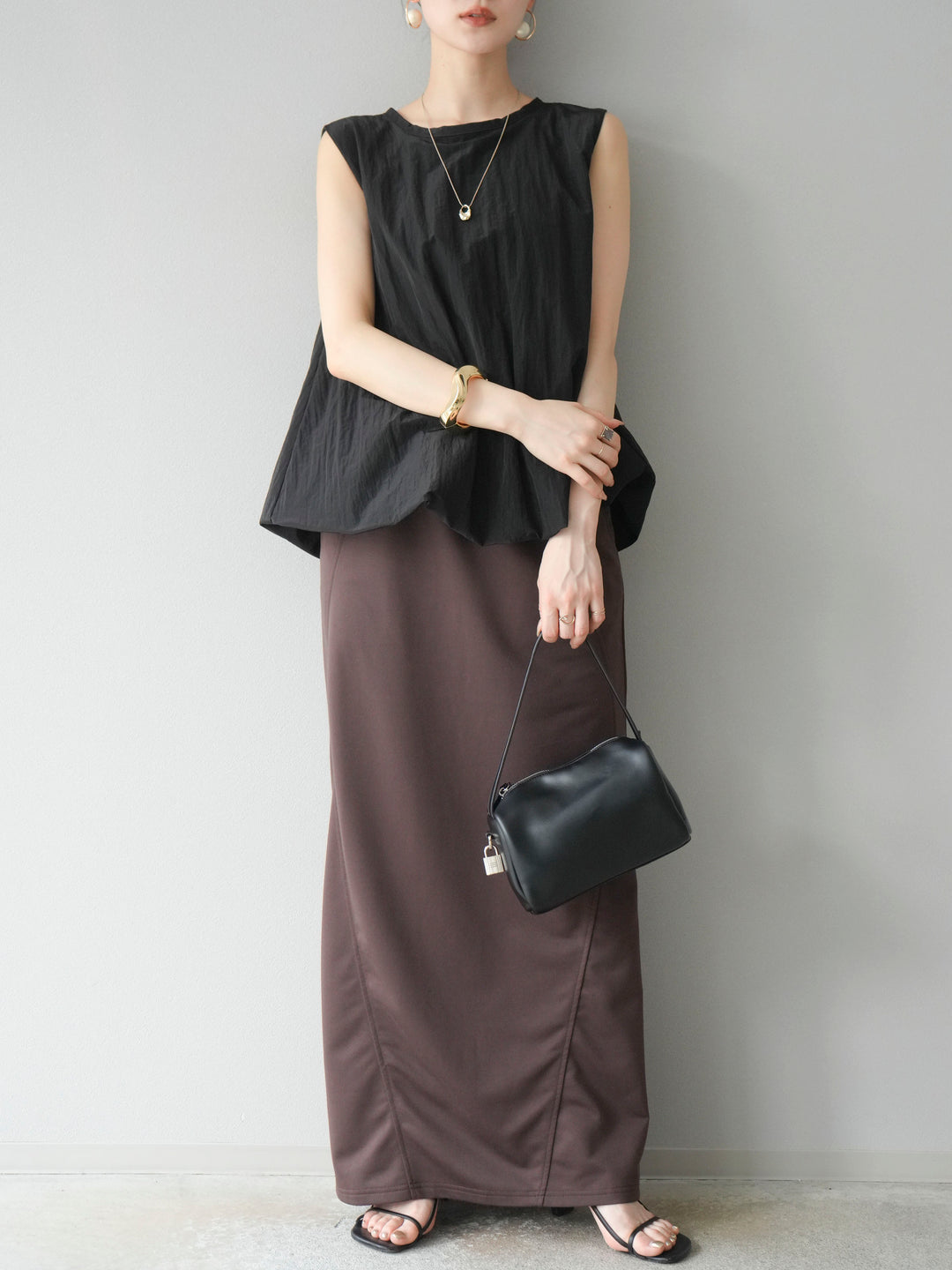 [予約]スウェットロングスカート/ブラウン