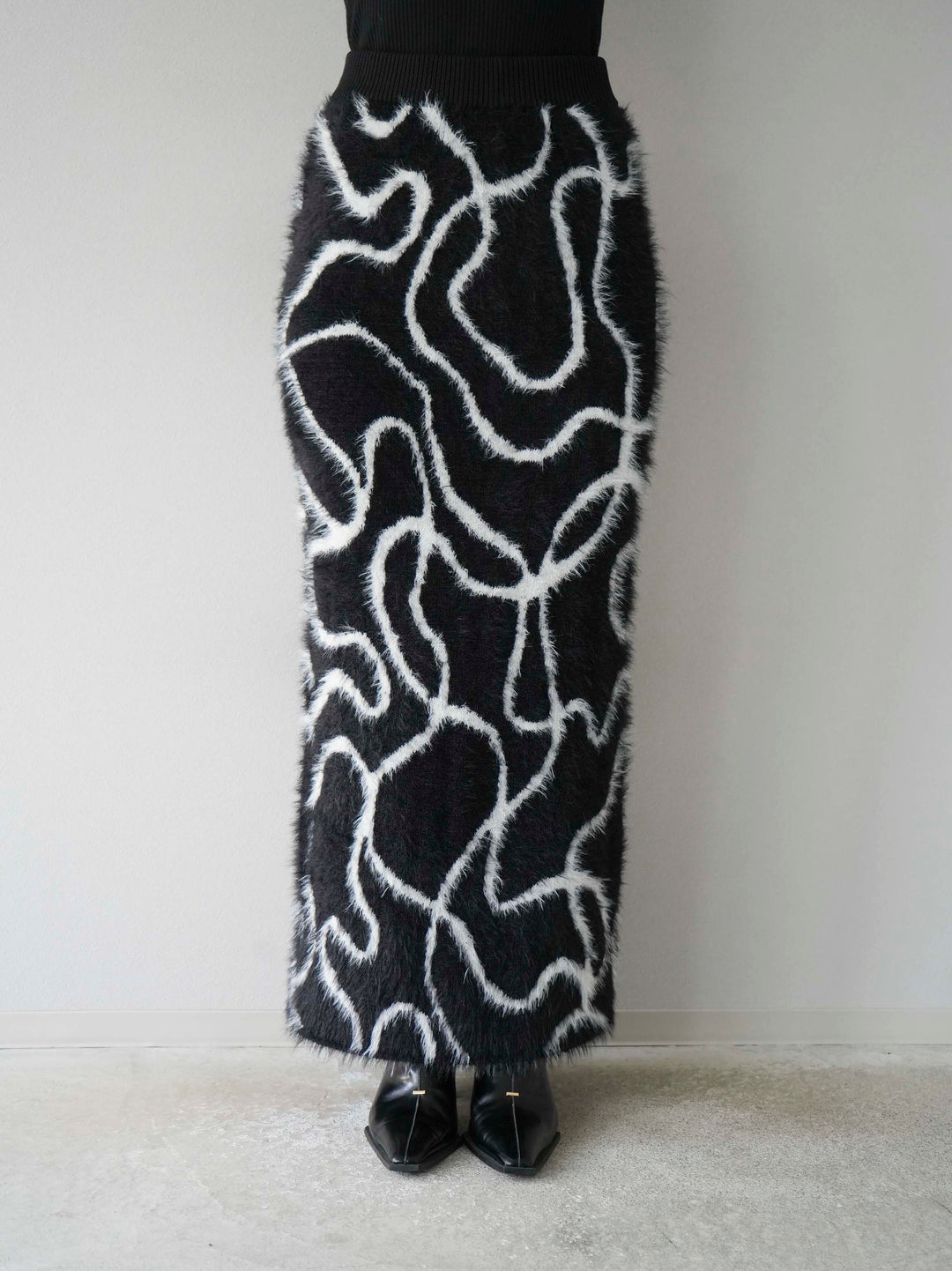 [予約]ラインシャギーニットスカート/ブラック