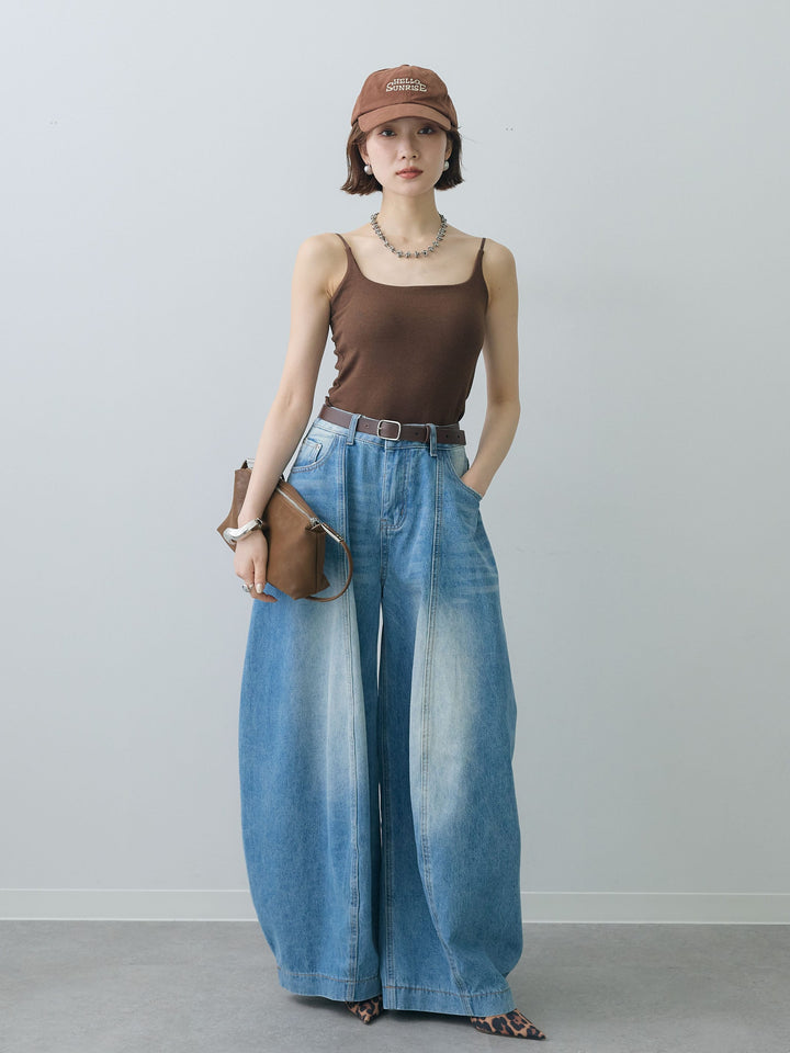 [予約]カップ付バックレースキャミソール/brown
