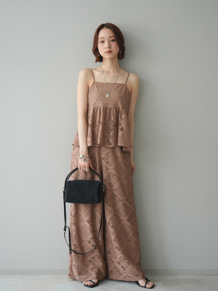 [予約]バックレースアップフレアキャミソール/beige