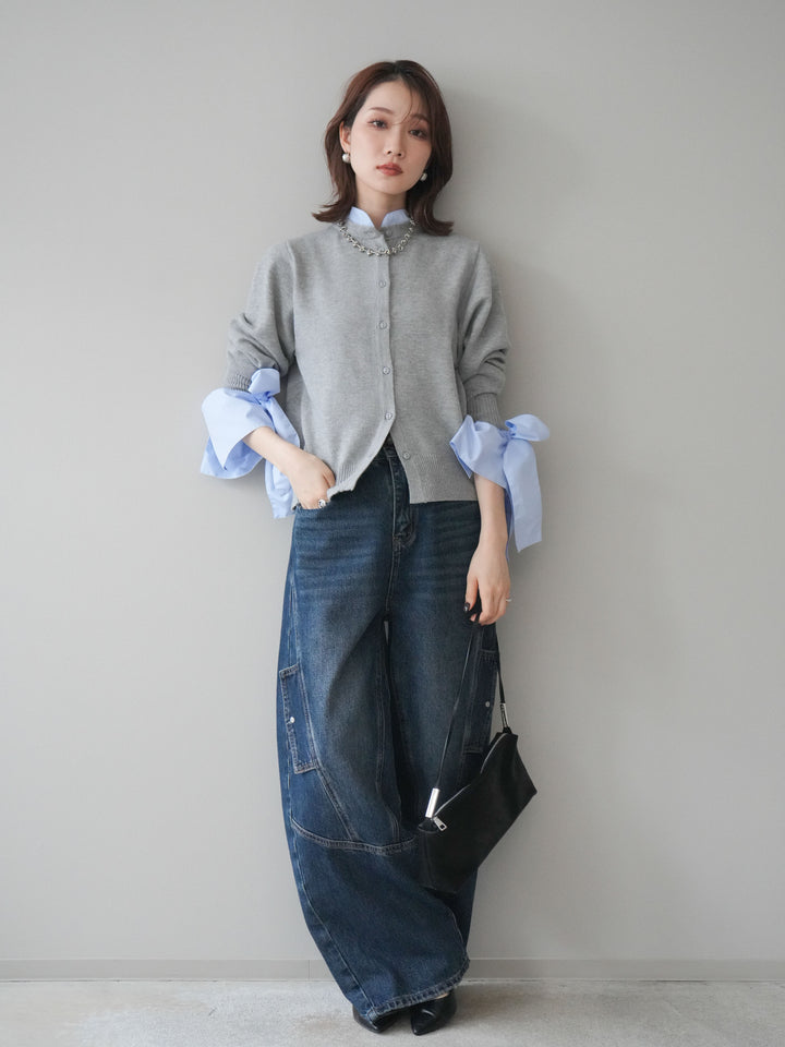 [予約]カーゴデザインコクーンデニムパンツ/navy