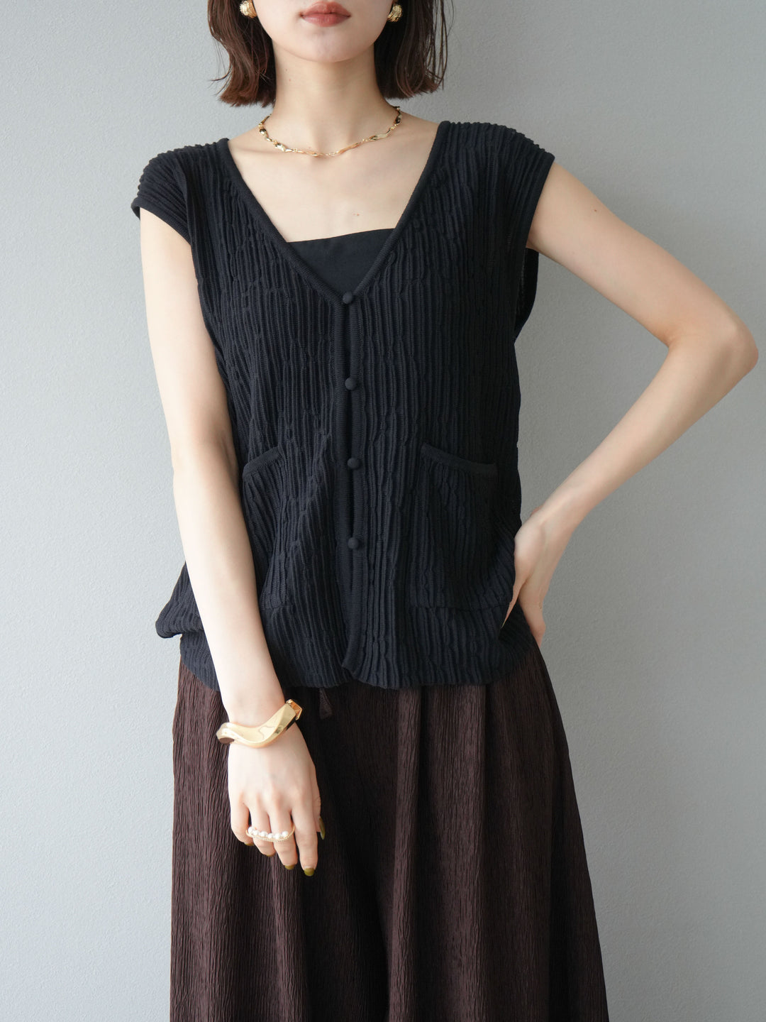 [預購] 波夏針織背心/黑色