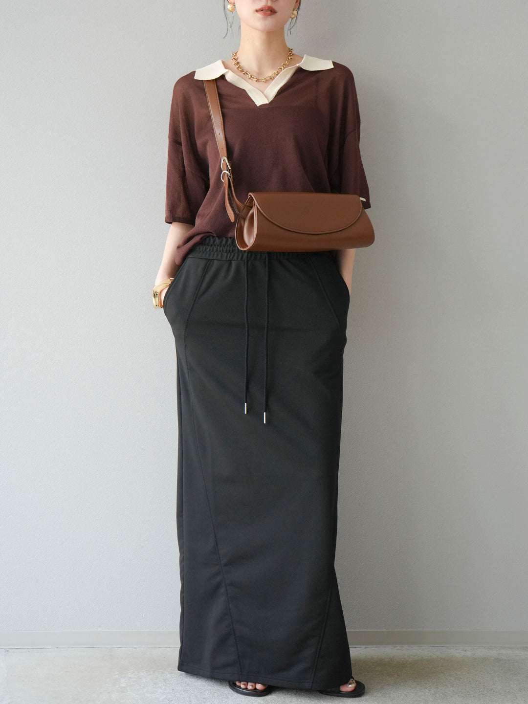 [予約]スウェットロングスカート/ブラック