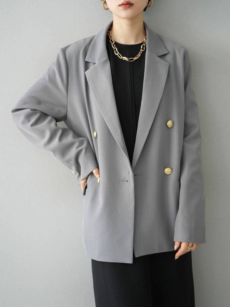 Gold button double jacket/light grey