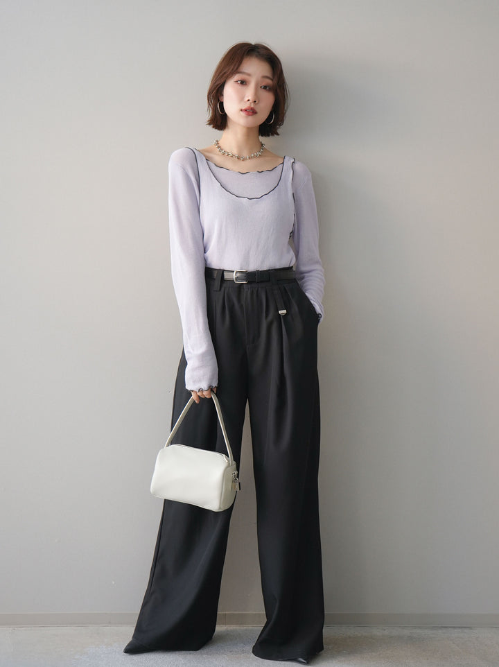 [予約]ベルト付キーホルダーモチーフワイドパンツ/black