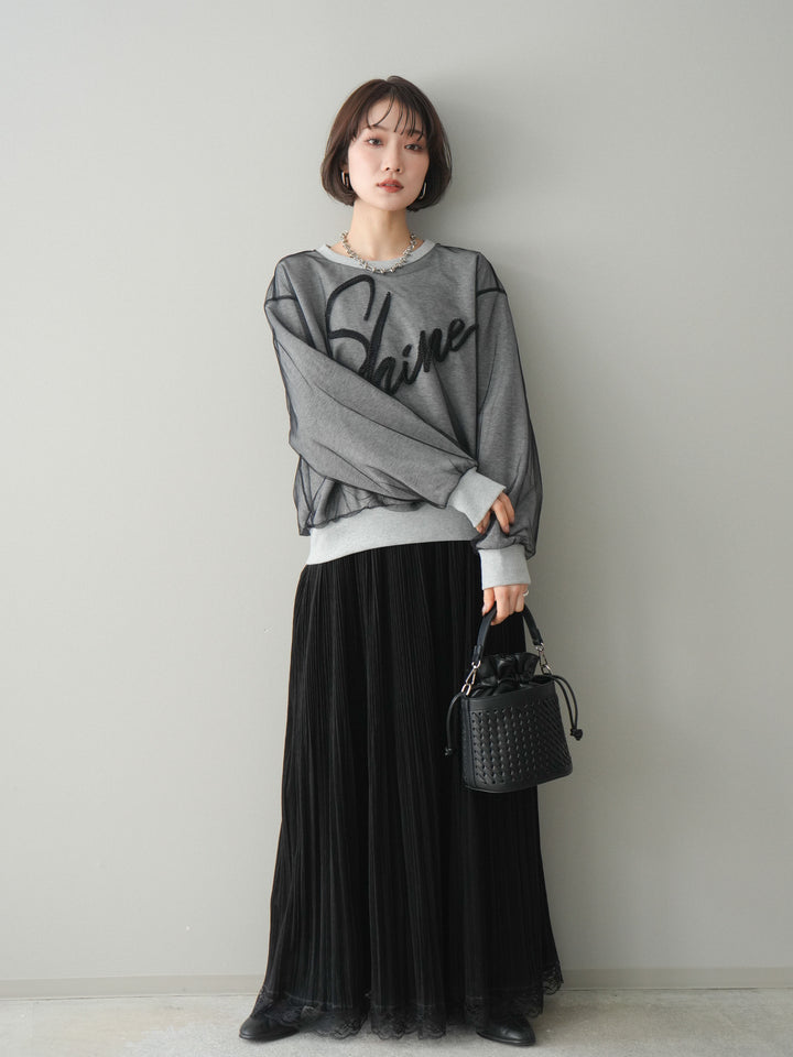 [SET]チュールレイヤードロゴスエットプルオーバー+選べるアクセセット(2set)