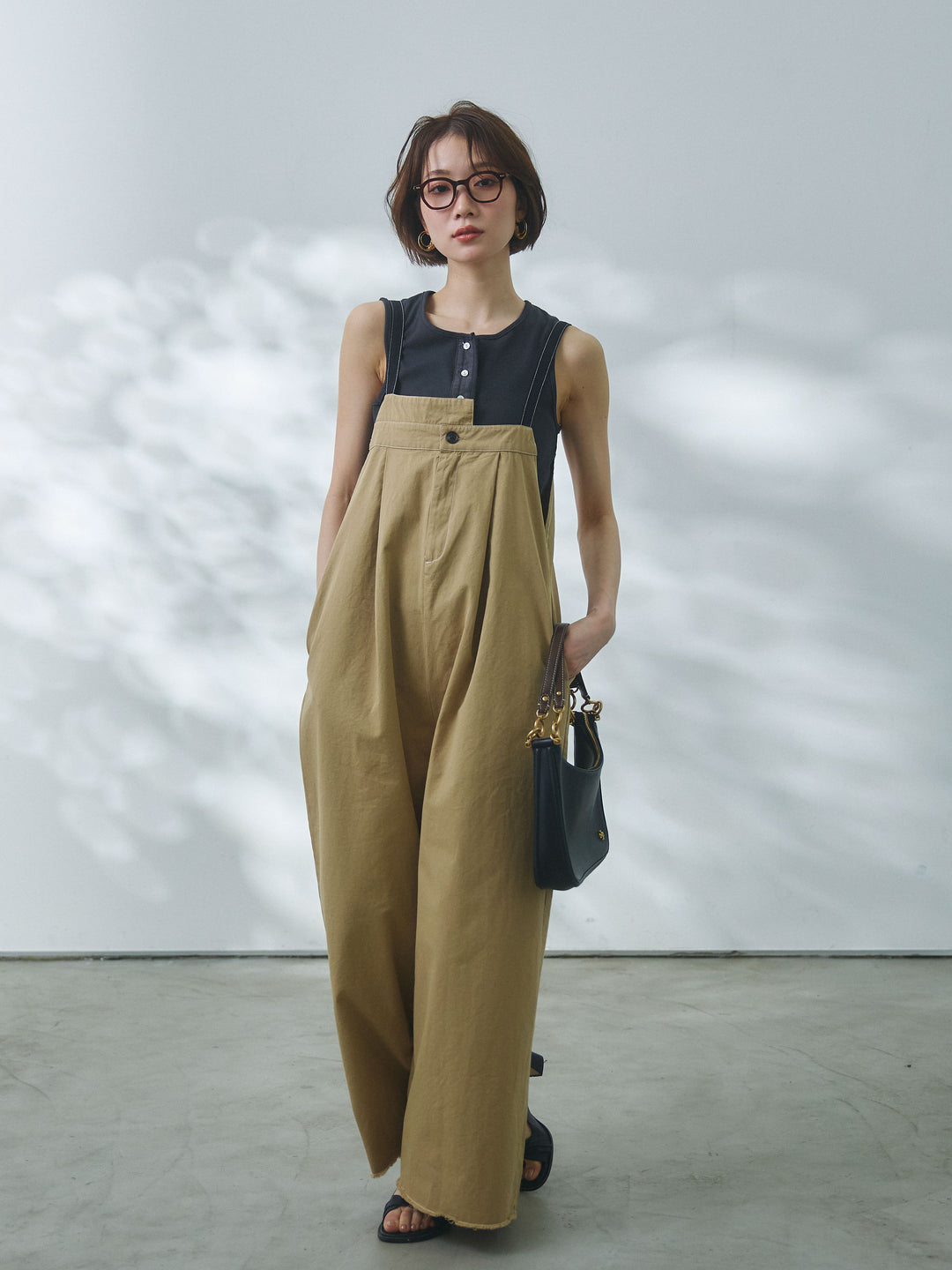 【Allure】[SET]カットオフコットンツイル配色ステッチサロペット+カットオフコットンツイル配色ステッチサロペット(2set)