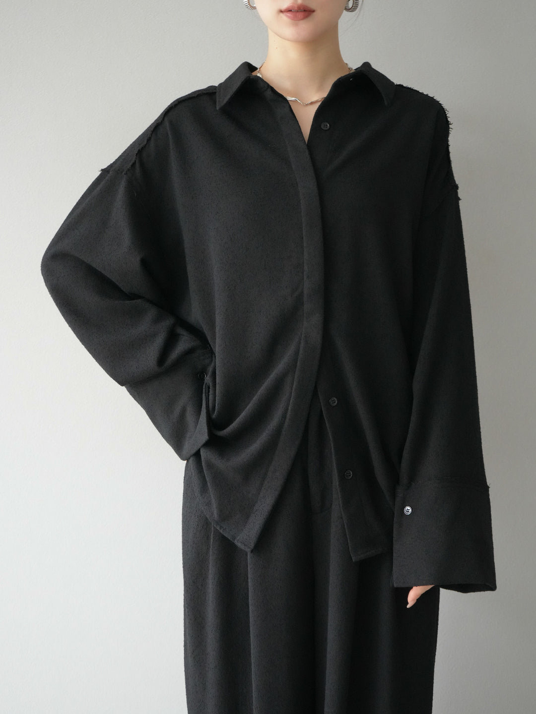 [予約]ネップオーバーシャツ/ブラック