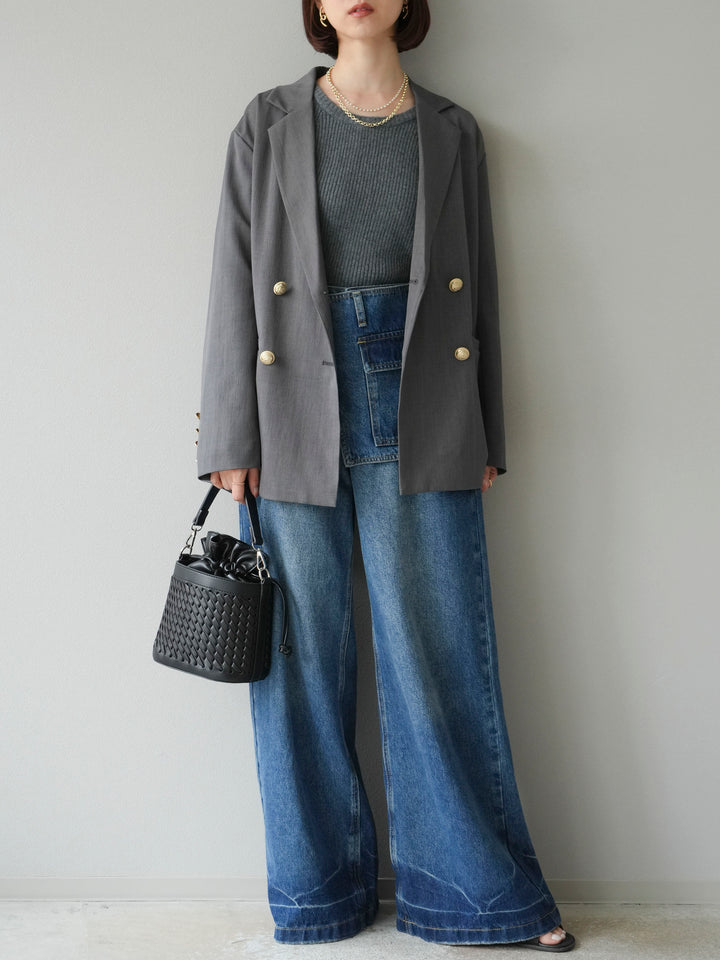 [予約]ラップルーズワイドデニム/ブルー