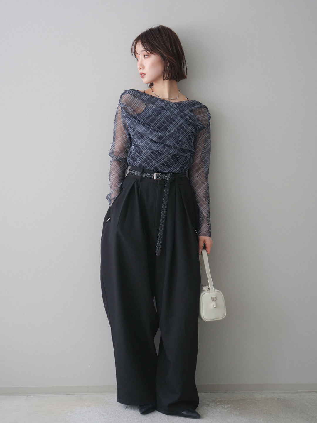 [予約]ジップポケットコクーンワイドパンツ/black